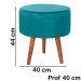 Kit 2 Puff Puf Redondo Pes Palito 44x40cm Suede Azul MPassos
