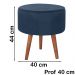 Kit 2 Puff Puf Redondo Pes Palito 44x40cm Suede Azul Marinho MPassos