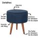 Kit 2 Puff Puf Redondo Pes Palito 44x40cm Suede Azul Marinho MPassos