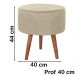 Kit 2 Puff Puf Redondo Pes Palito 44x40cm Suede Bege MPassos