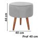 Kit 2 Puff Puf Redondo Pes Palito 44x40cm Suede Cinza Claro MPassos