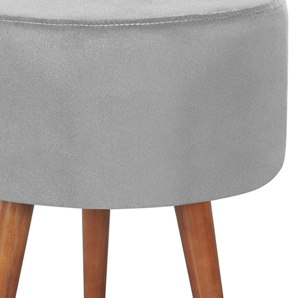 Kit 2 Puff Puf Redondo Pes Palito 44x40cm Suede Cinza Claro MPassos
