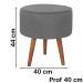 Kit 2 Puff Puf Redondo Pes Palito 44x40cm Suede Cinza Escuro MPassos