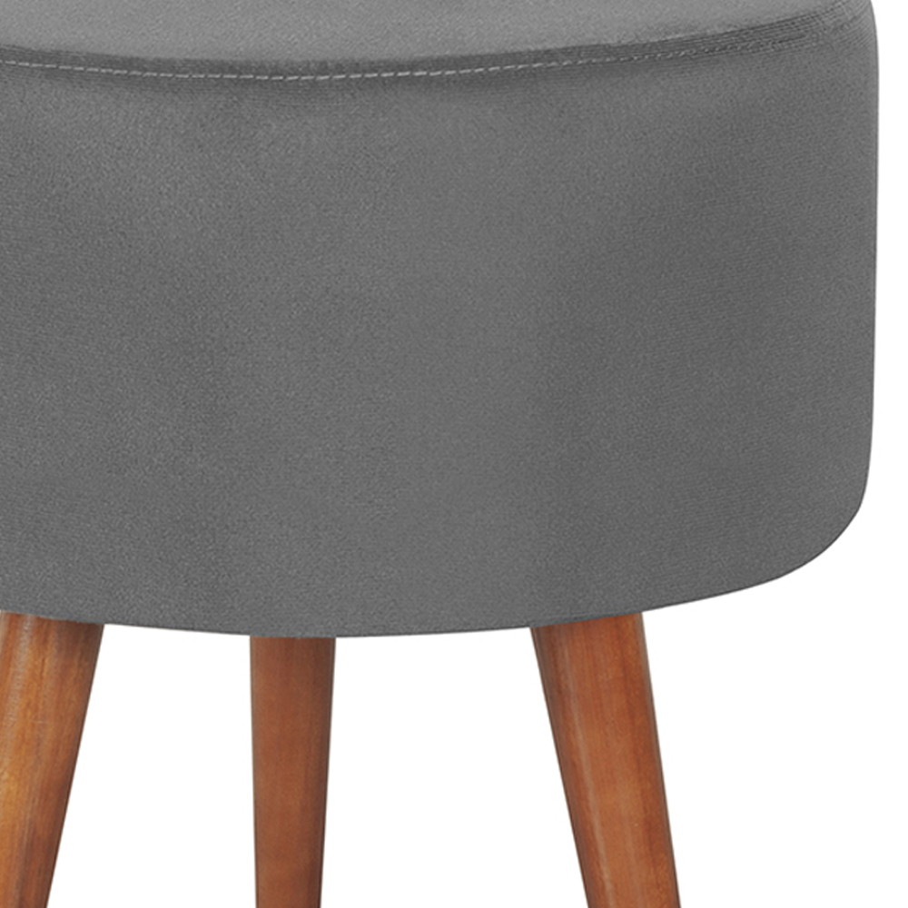 Kit 2 Puff Puf Redondo Pes Palito 44x40cm Suede Cinza Escuro MPassos