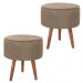 Kit 2 Puff Puf Redondo Pes Palito 44x40cm Suede Marrom Claro MPassos