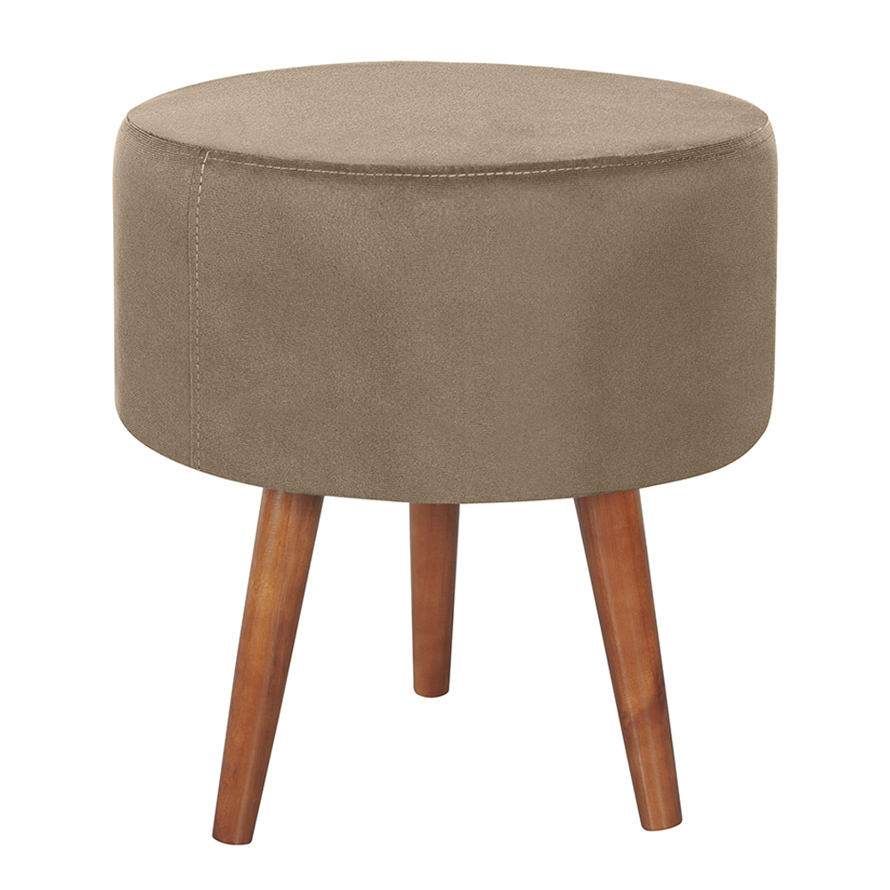 Kit 2 Puff Puf Redondo Pes Palito 44x40cm Suede Marrom Claro MPassos