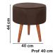 Kit 2 Puff Puf Redondo Pes Palito 44x40cm Suede Marrom MPassos