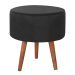 Kit 2 Puff Puf Redondo Pes Palito 44x40cm Suede Preto MPassos