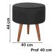 Kit 2 Puff Puf Redondo Pes Palito 44x40cm Suede Preto MPassos
