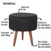 Kit 2 Puff Puf Redondo Pes Palito 44x40cm Suede Preto MPassos