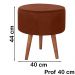 Kit 2 Puff Puf Redondo Pes Palito 44x40cm Suede Terra Cota MPassos
