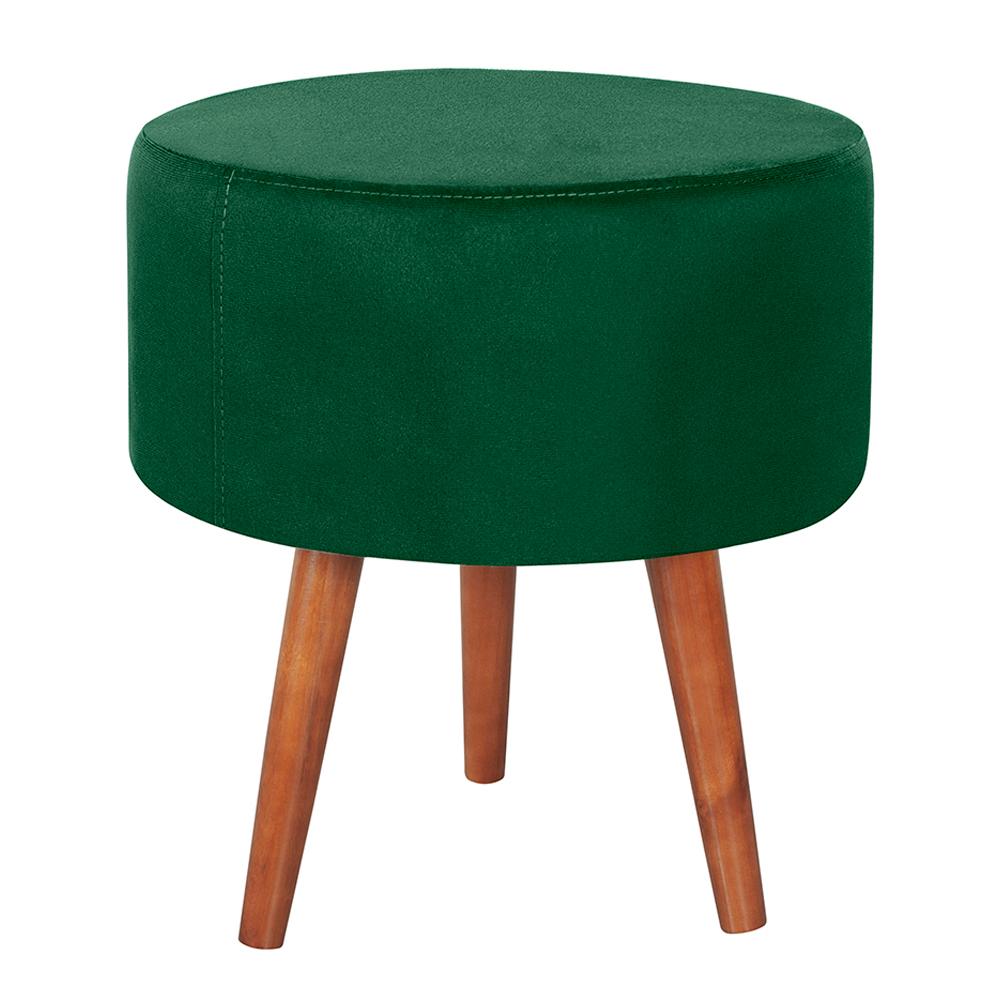 Kit 2 Puff Puf Redondo Pes Palito 44x40cm Suede Verde MPassos