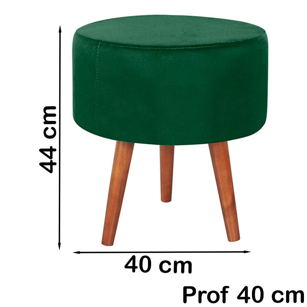 Kit 2 Puff Puf Redondo Pes Palito 44x40cm Suede Verde MPassos