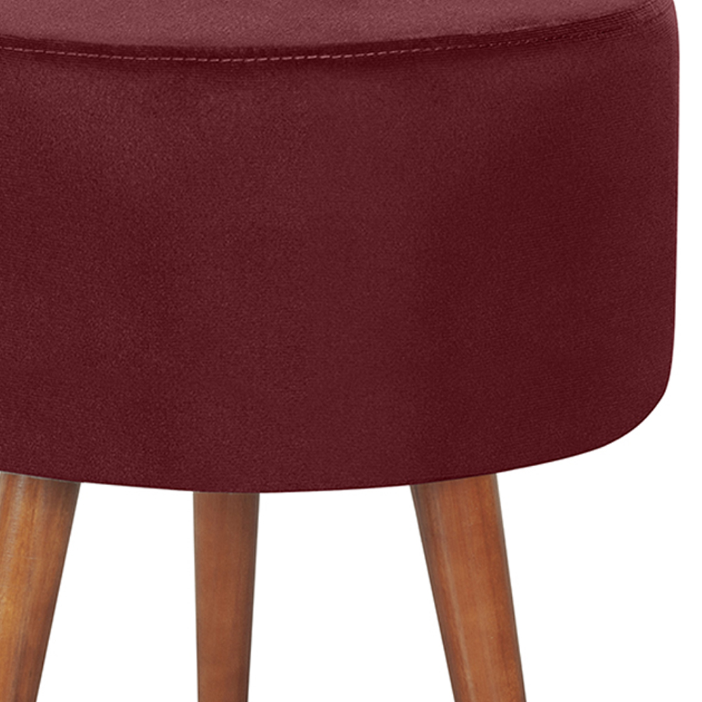 Kit 2 Puff Puf Redondo Pes Palito 44x40cm Suede Vermelho Escuro MPassos