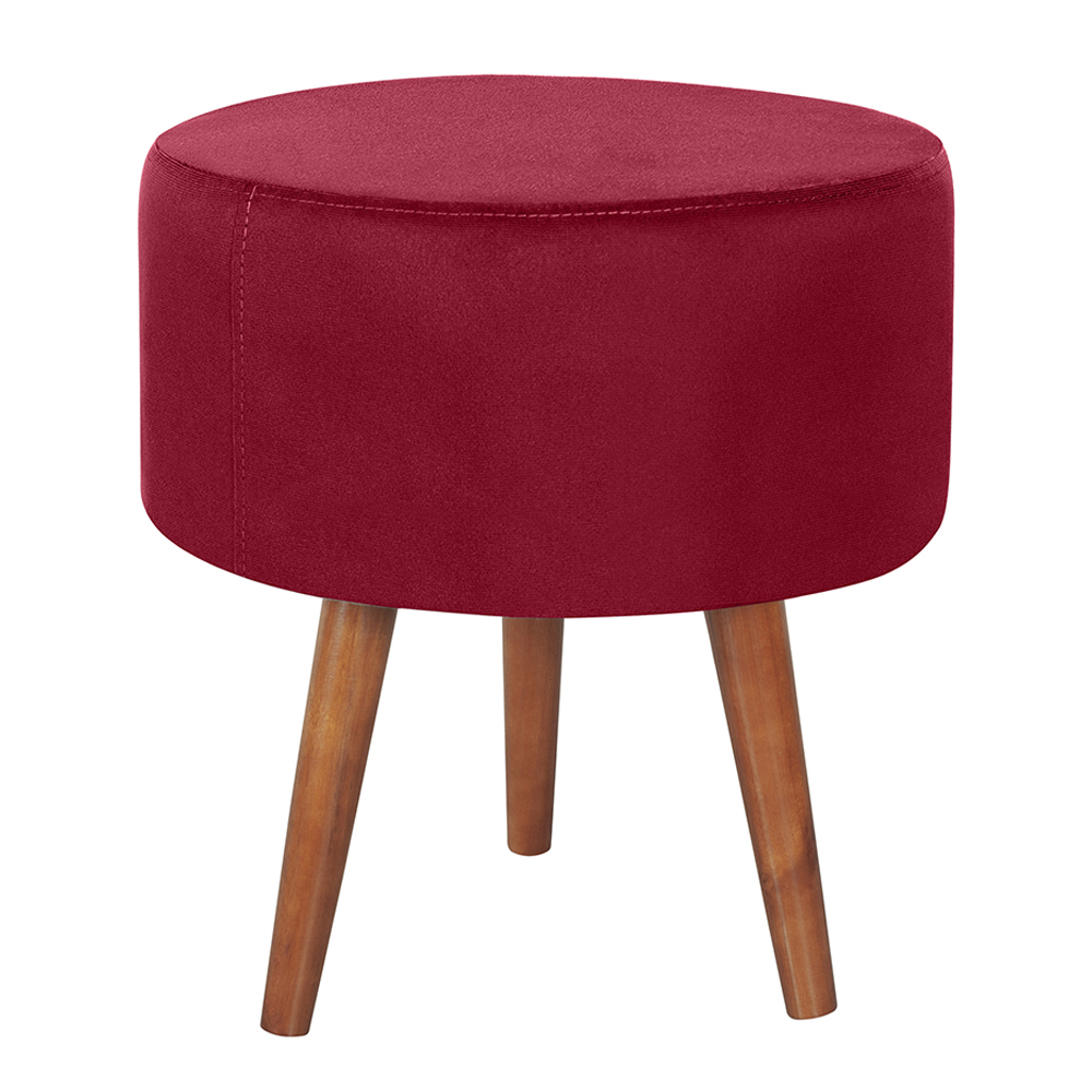 Kit 2 Puff Puf Redondo Pes Palito 44x40cm Suede Vermelho MPassos