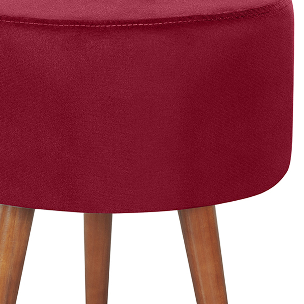 Kit 2 Puff Puf Redondo Pes Palito 44x40cm Suede Vermelho MPassos