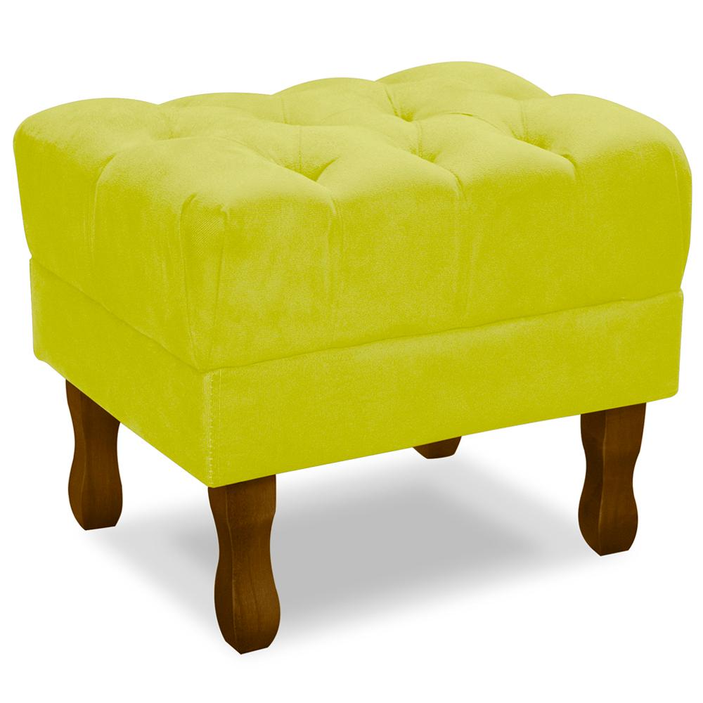 Kit 2 Puff Puf Retro Capitone 52x44cm Suede Amarelo MPassos