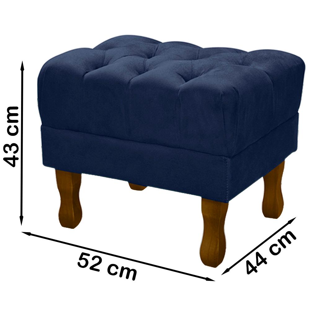 Kit 2 Puff Puf Retro Capitone 52x44cm Suede Azul Marinho MPassos