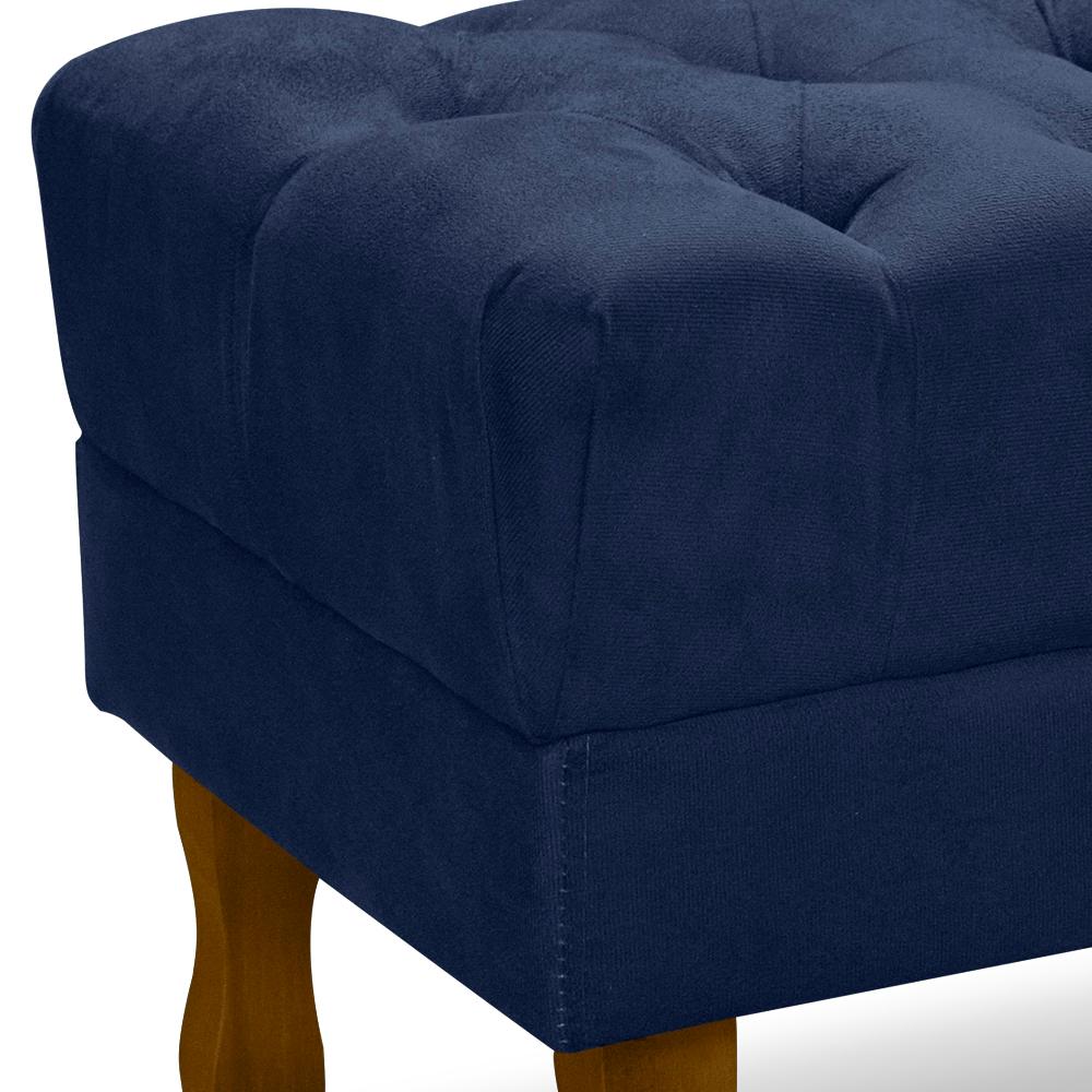 Kit 2 Puff Puf Retro Capitone 52x44cm Suede Azul Marinho MPassos