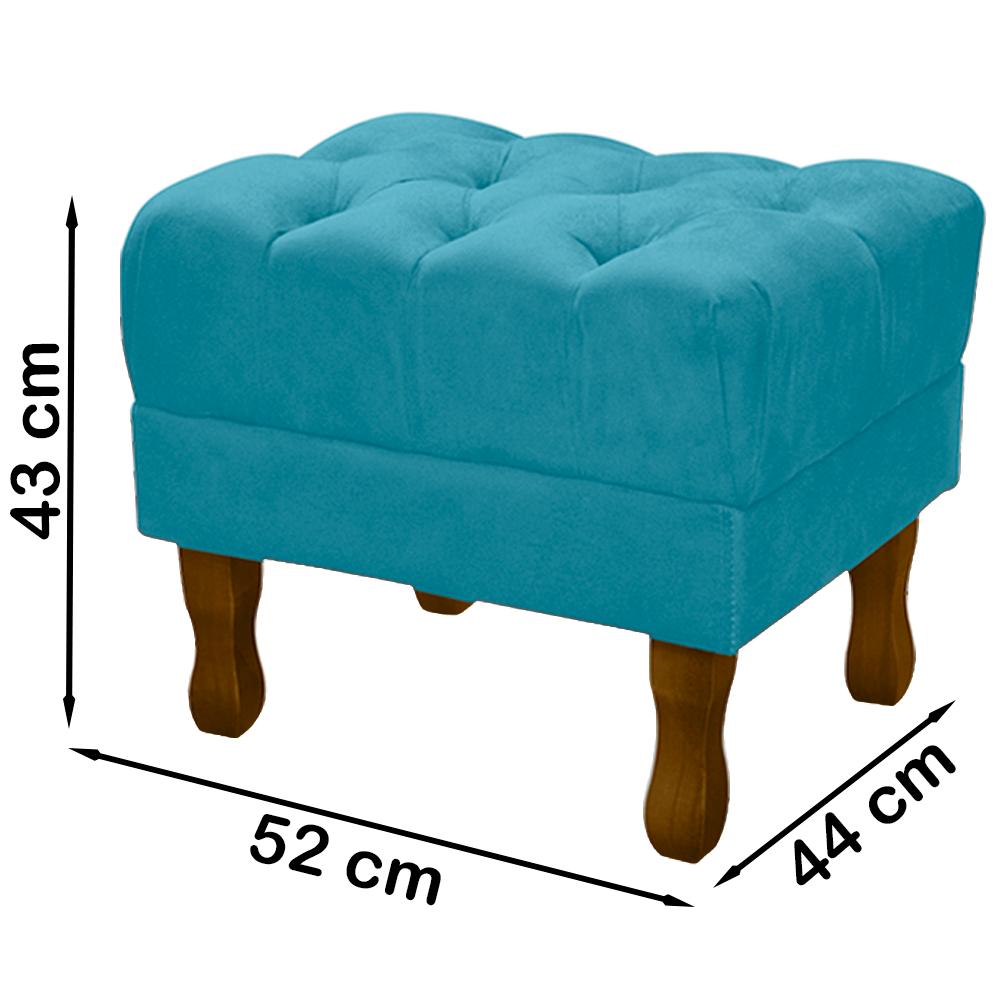 Kit 2 Puff Puf Retro Capitone 52x44cm Suede Azul Tif MPassos
