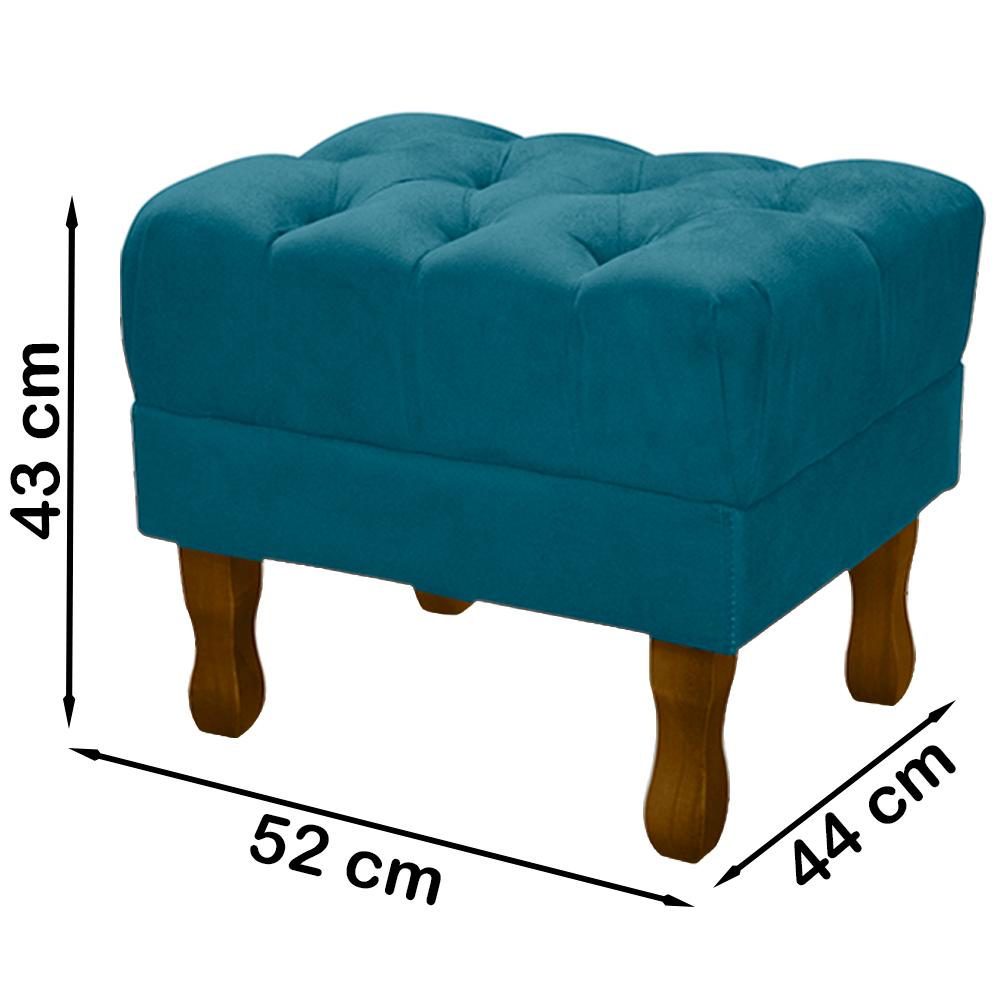 Kit 2 Puff Puf Retro Capitone 52x44cm Suede Azul Turquesa MPassos