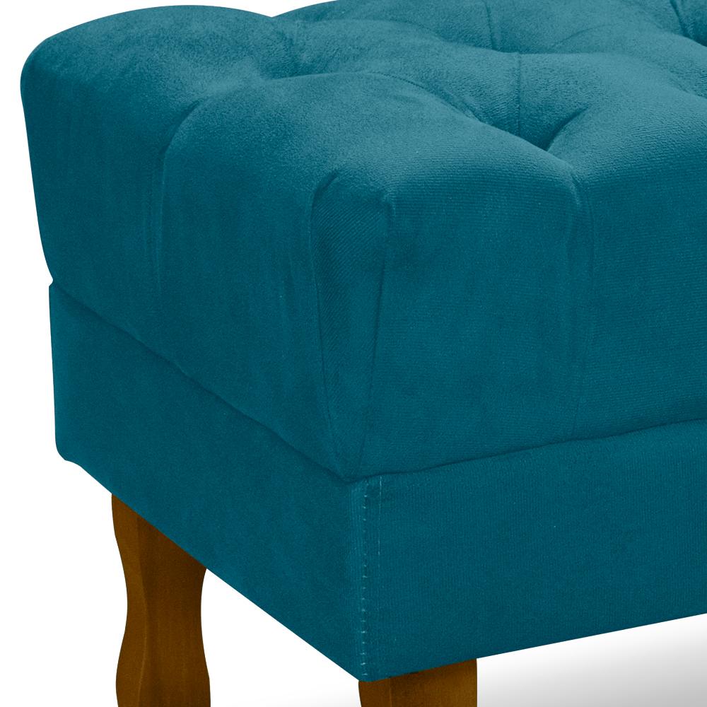 Kit 2 Puff Puf Retro Capitone 52x44cm Suede Azul Turquesa MPassos