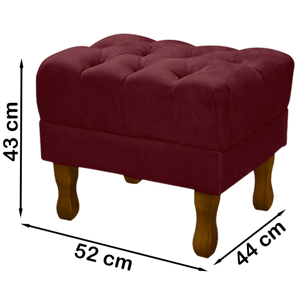 Kit 2 Puff Puf Retro Capitone 52x44cm Suede Bordo MPassos