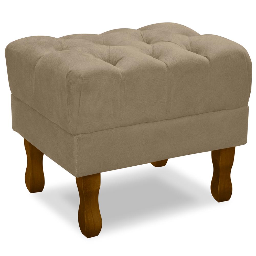 Kit 2 Puff Puf Retro Capitone 52x44cm Suede Capuccino MPassos