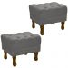 Kit 2 Puff Puf Retro Capitone 52x44cm Suede Cinza Claro MPassos