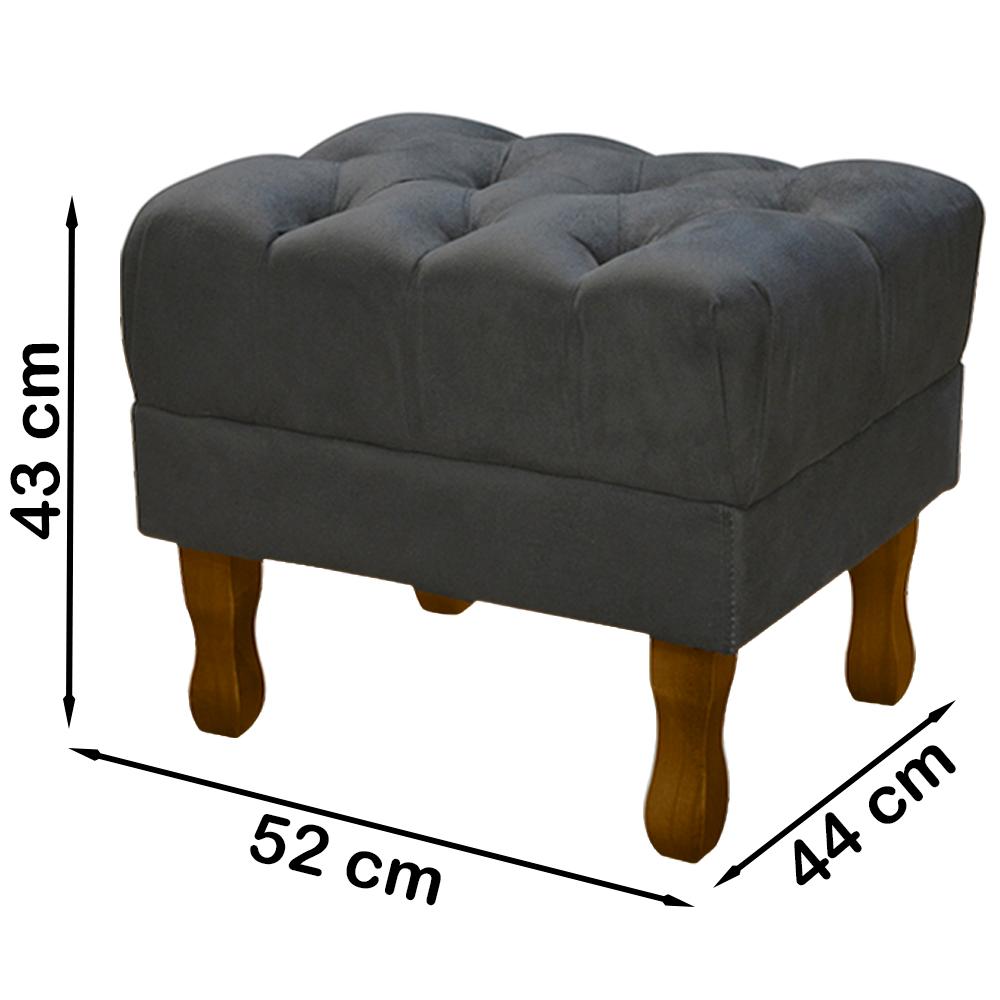 Kit 2 Puff Puf Retro Capitone 52x44cm Suede Cinza Escuro MPassos