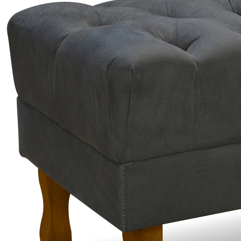 Kit 2 Puff Puf Retro Capitone 52x44cm Suede Cinza Escuro MPassos