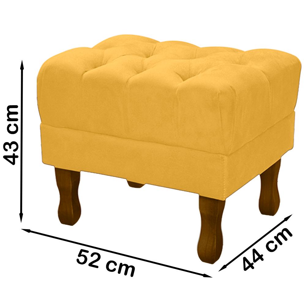 Kit 2 Puff Puf Retro Capitone 52x44cm Suede Mostarda MPassos