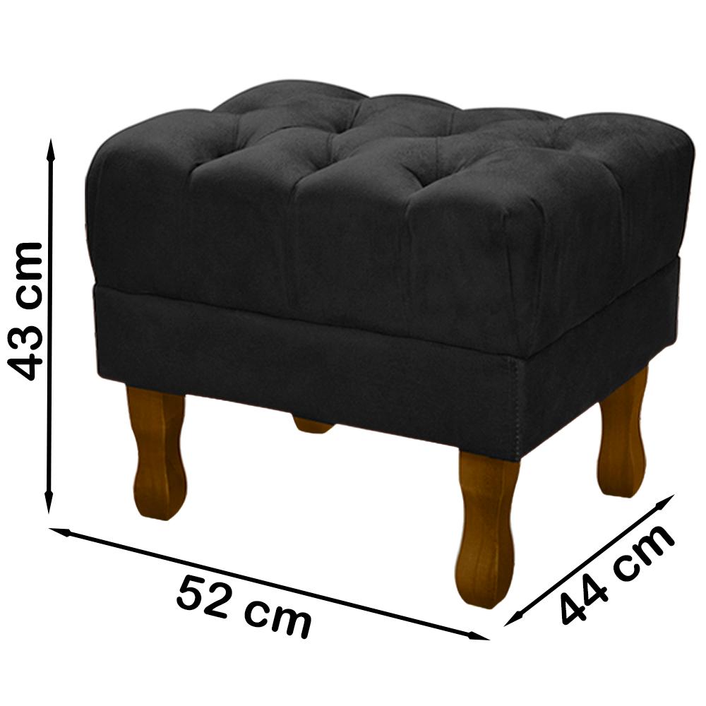 Kit 2 Puff Puf Retro Capitone 52x44cm Suede Preto MPassos