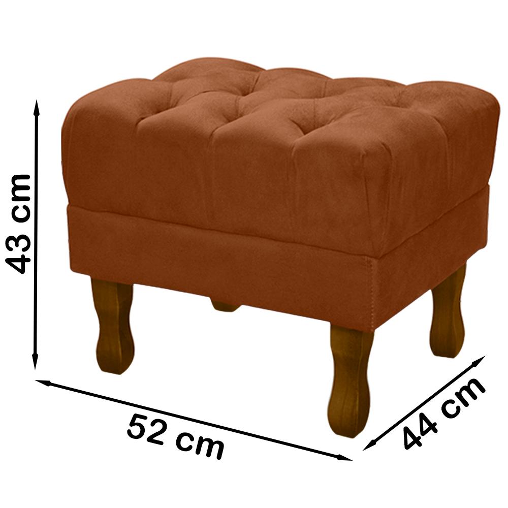 Kit 2 Puff Puf Retro Capitone 52x44cm Suede Terra Cota MPassos
