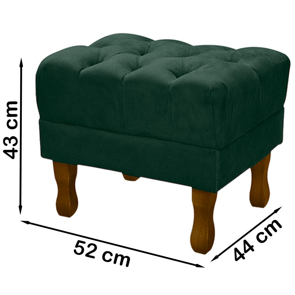 Kit 2 Puff Puf Retro Capitone 52x44cm Suede Verde MPassos