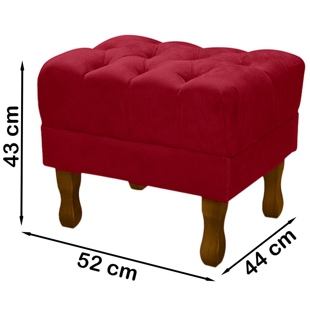 Kit 2 Puff Puf Retro Capitone 52x44cm Suede Vermelho MPassos
