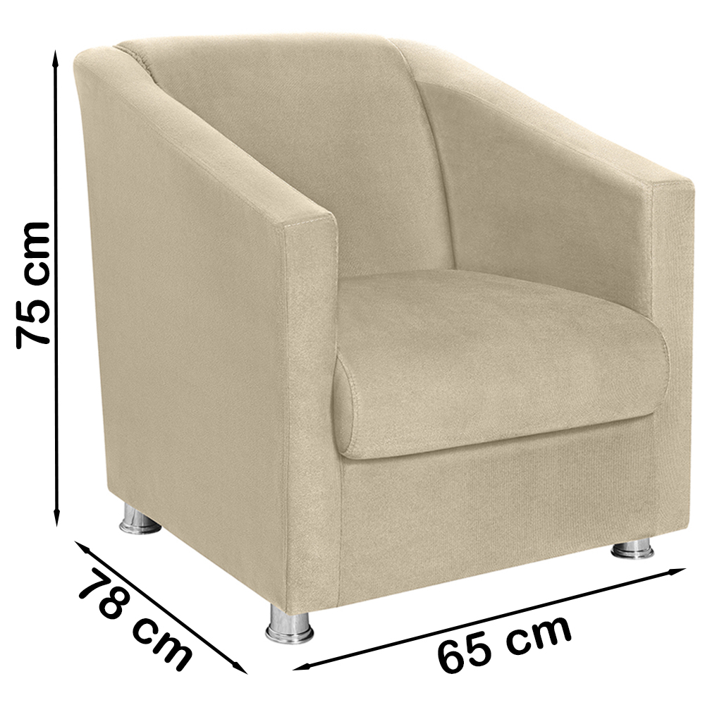 Poltrona Decorativa Bia Suede Bege MPassos