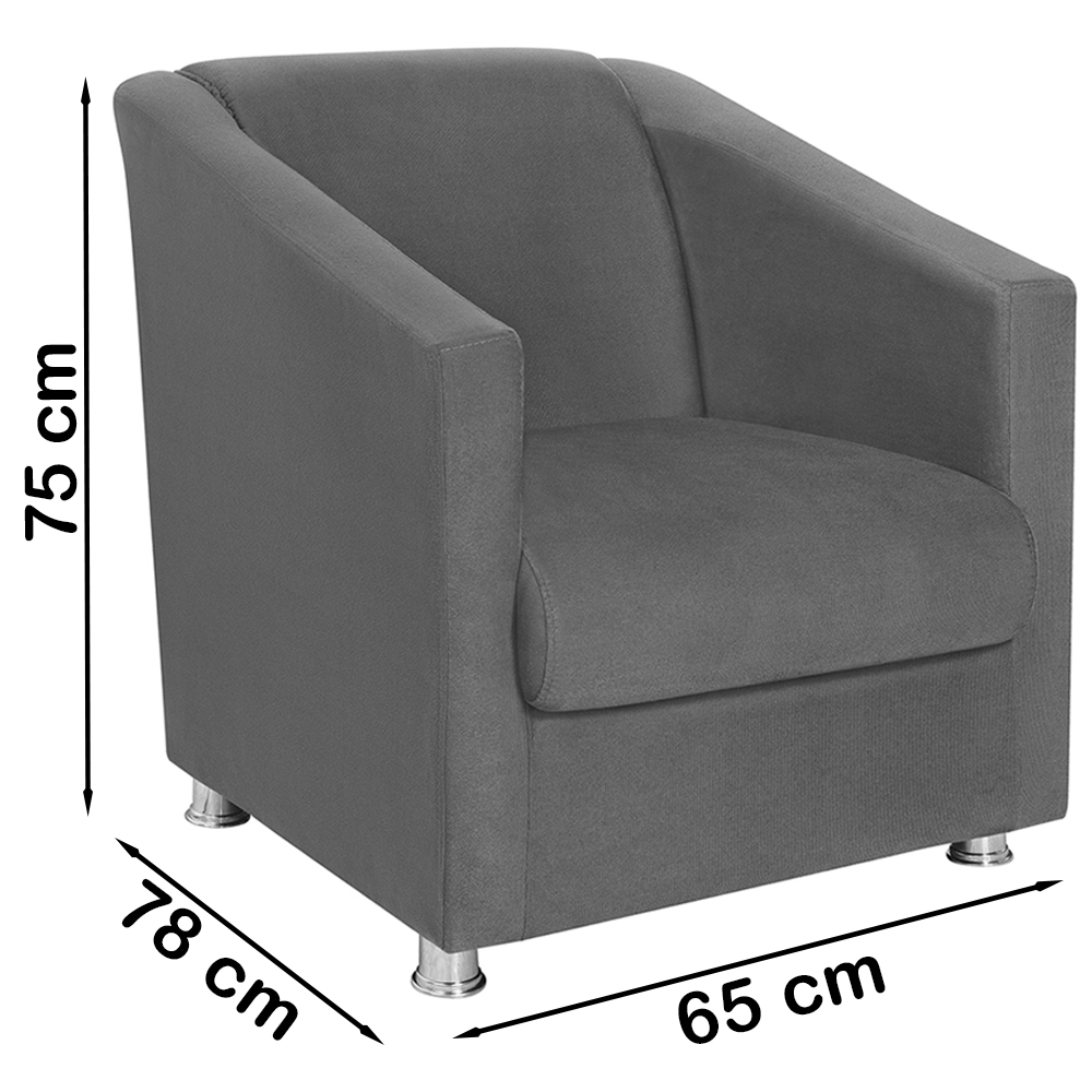 Poltrona Decorativa Bia Suede Cinza Escuro MPassos