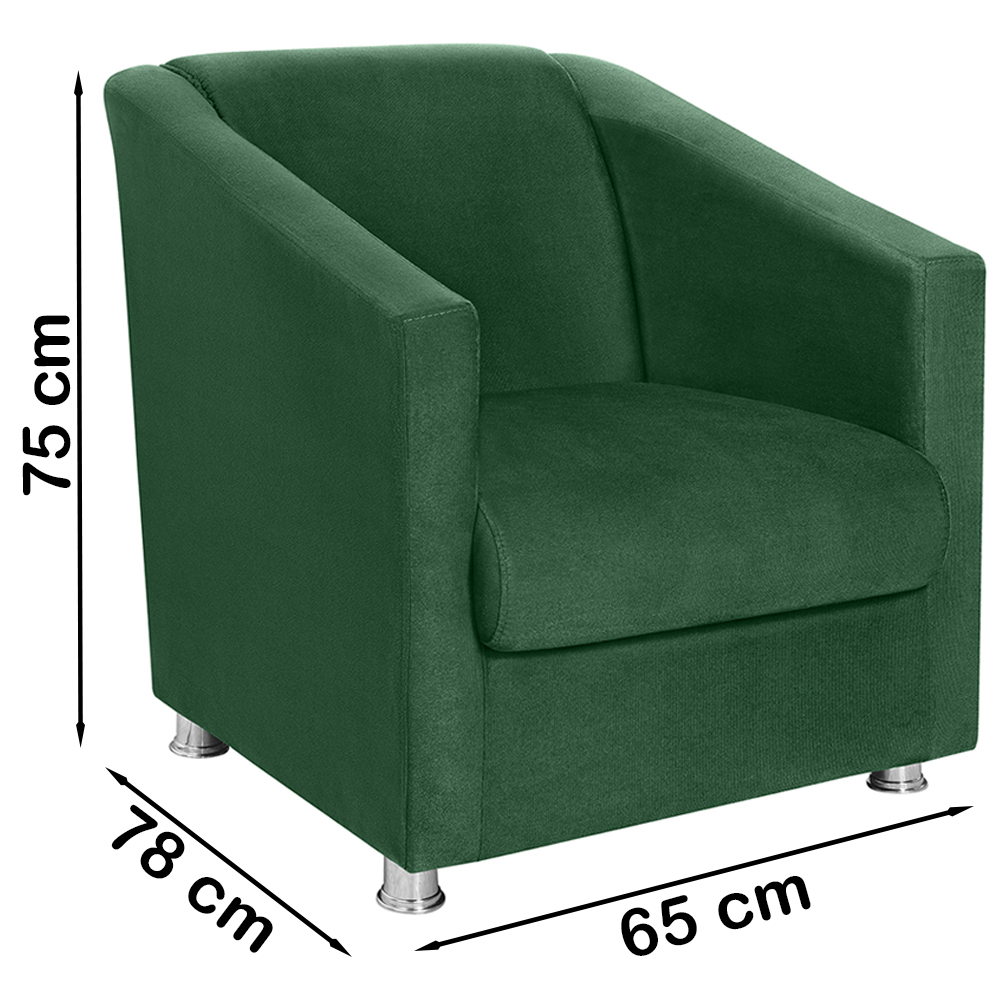 Poltrona Decorativa Bia Suede Verde MPassos