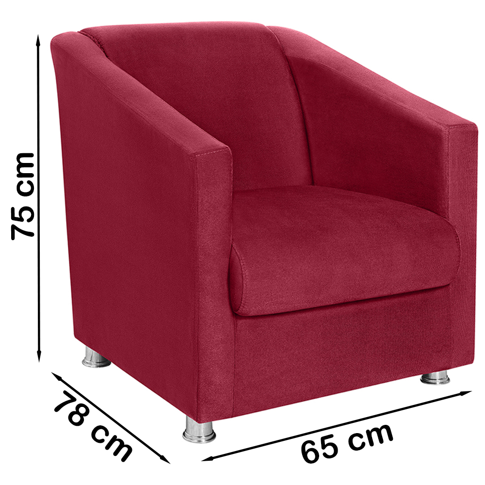 Poltrona Decorativa Bia Suede Vermelho MPassos