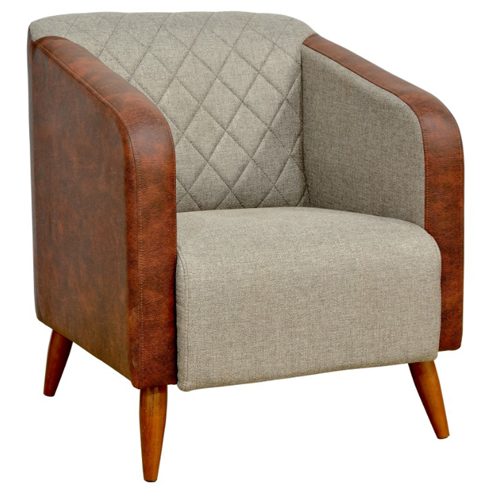 Poltrona Decorativa Silm Pes Em Madeira Bege Marrom MPassos
