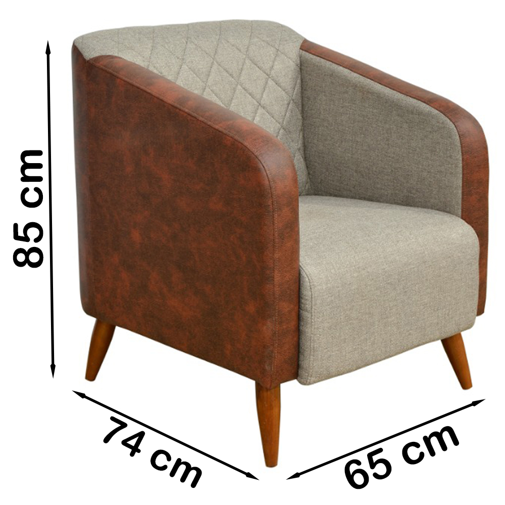 Poltrona Decorativa Silm Pes Em Madeira Bege Marrom MPassos