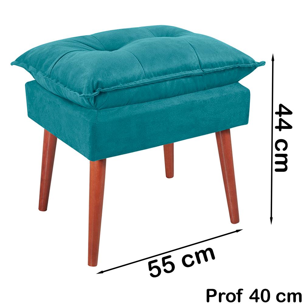 Puff Puf Opall Pes Palito 55x40cm Suede Azul MPassos