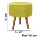 Puff Puf Redondo Pes Palito 44x40cm Suede Amarelo MPassos