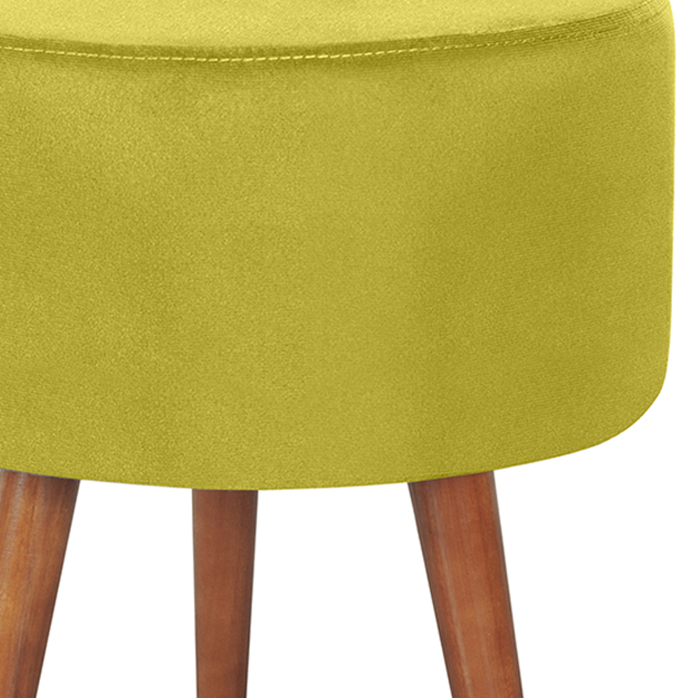 Puff Puf Redondo Pes Palito 44x40cm Suede Amarelo MPassos