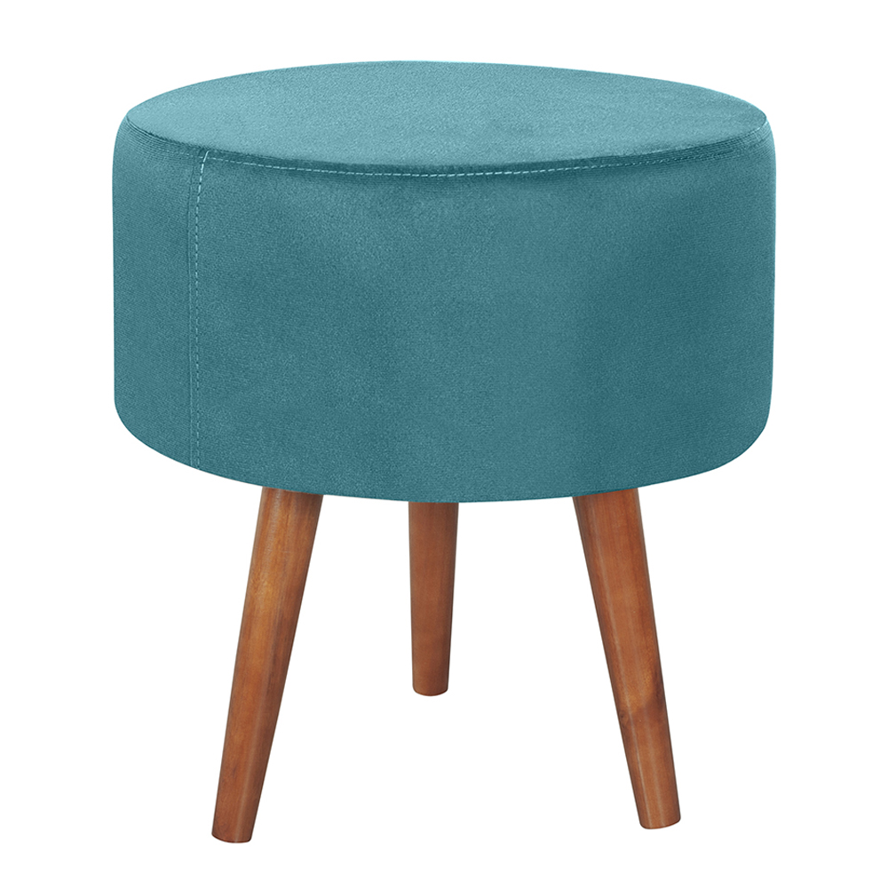 Puff Puf Redondo Pes Palito 44x40cm Suede Azul MPassos