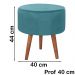 Puff Puf Redondo Pes Palito 44x40cm Suede Azul MPassos