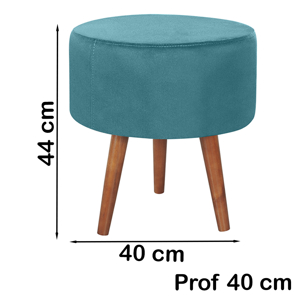 Puff Puf Redondo Pes Palito 44x40cm Suede Azul MPassos