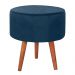 Puff Puf Redondo Pes Palito 44x40cm Suede Azul Marinho MPassos