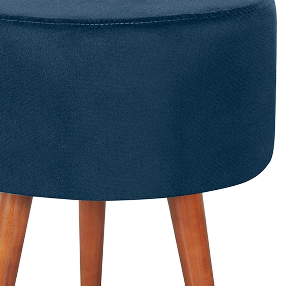 Puff Puf Redondo Pes Palito 44x40cm Suede Azul Marinho MPassos